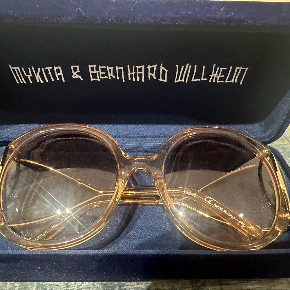 Chloé Designer Gold Round Glasses with Metal Accents BRAND NEW WITH CASE